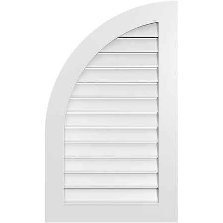 Quarter Round Top Left Surface Mount PVC Gable Vent W/ 3-1/2W X 1P Standard Frame, 24W X 40H